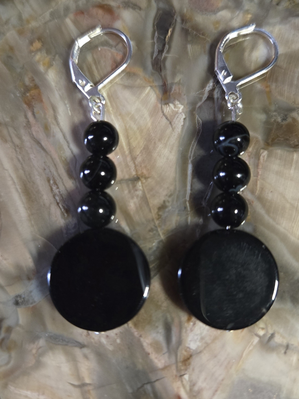 Black Botswana Agate Earrings